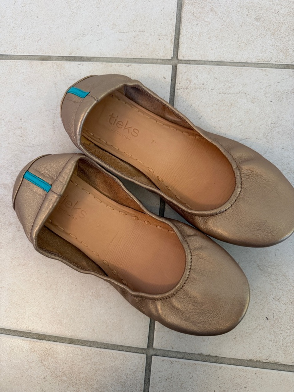 Tieks Gold Ballet Flats - Comfortable Foldable Shoes - Picture 2 of 4